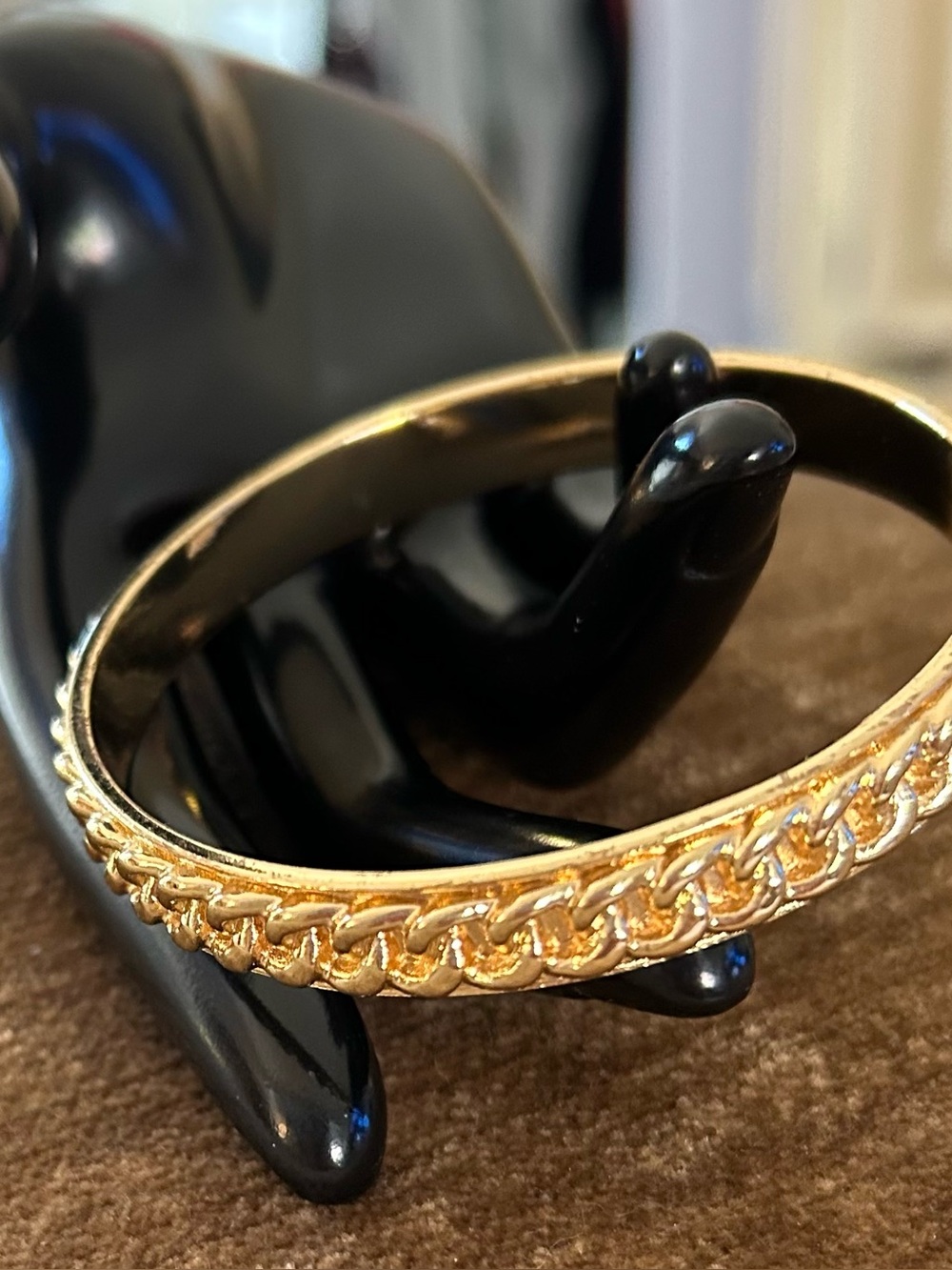 Gold Chain-Trim Bangle Bracelet